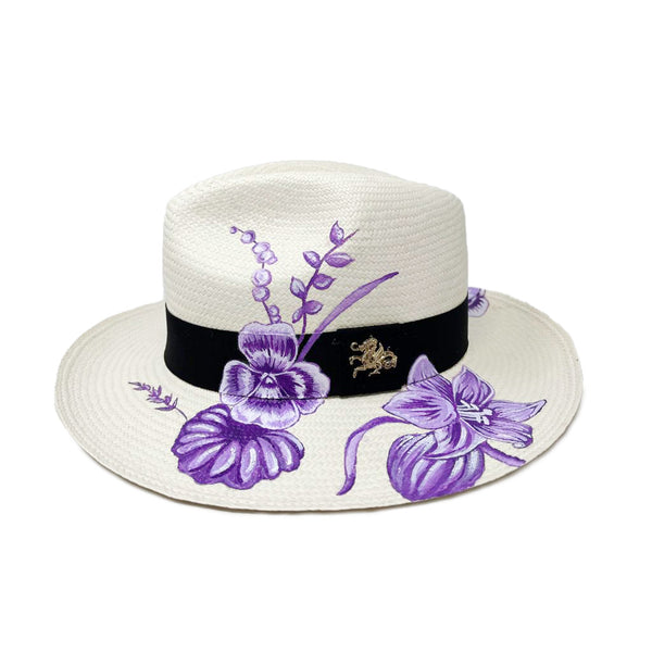 Panama Hat Vintage Bouquet Purple - Qilin Brand