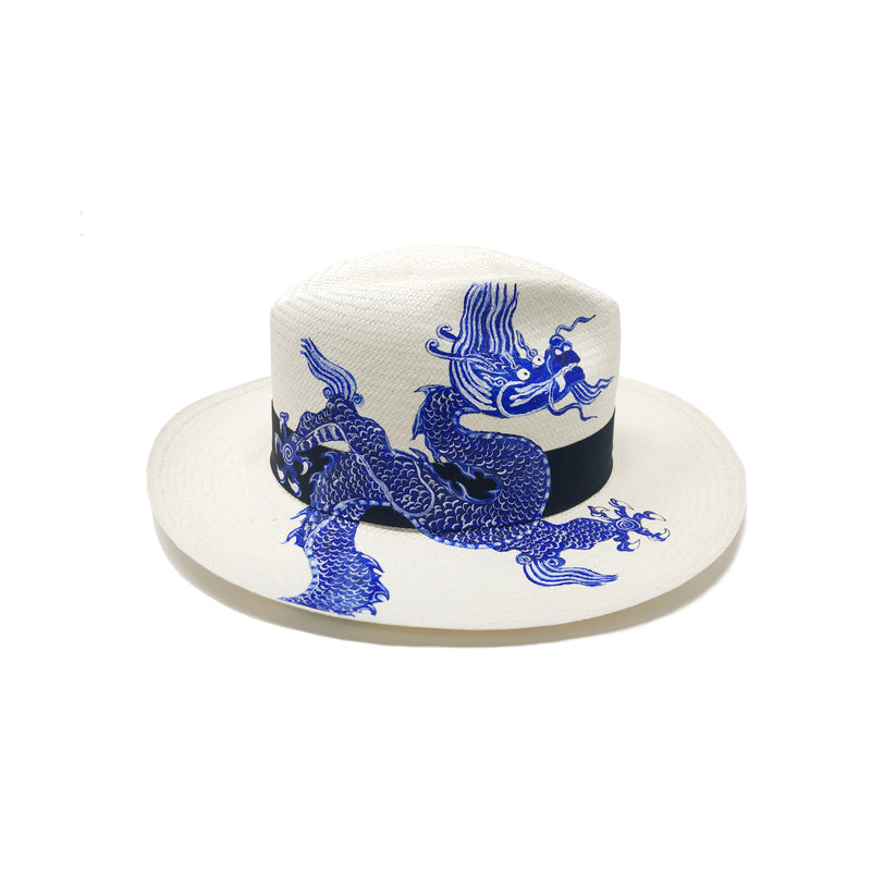 Panama Hat Dragon Blue - Size 56 - Qilin Brand