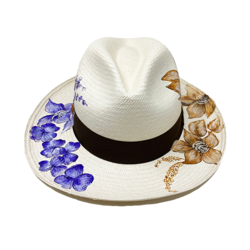 Panama Hat Two Tone Vintage Bouquet - Qilin Brand