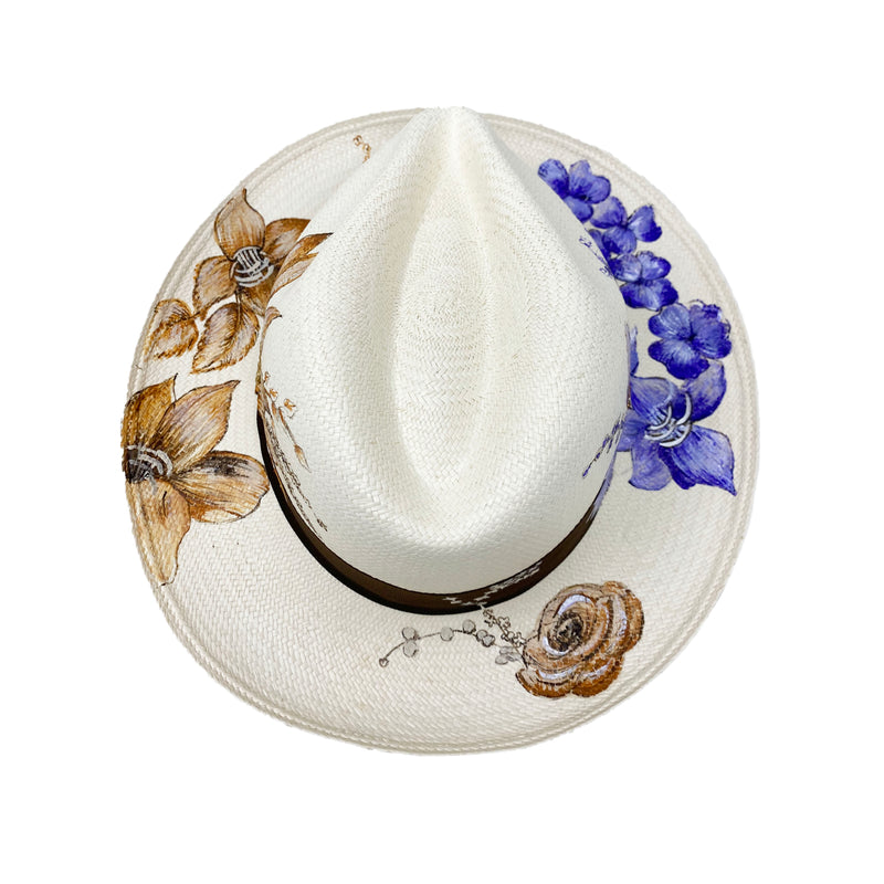 Panama Hat Two Tone Vintage Bouquet - Qilin Brand