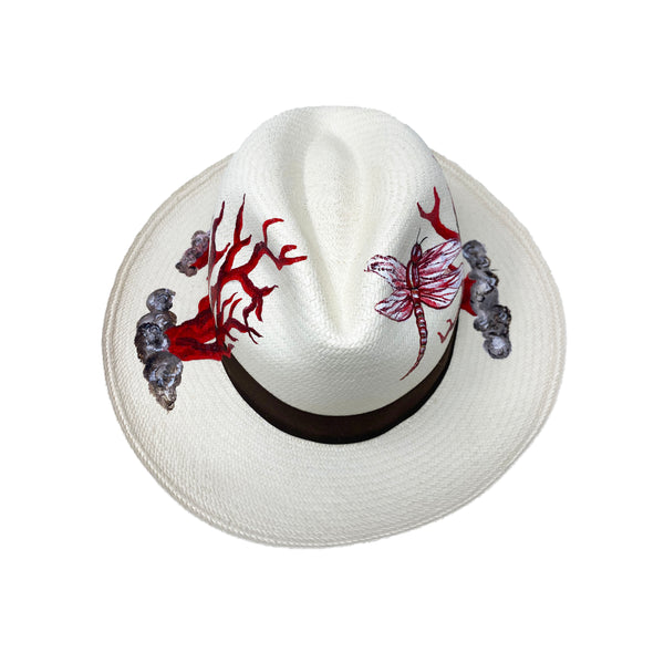 Panama Hat dragonfly and Coral - Qilin Brand