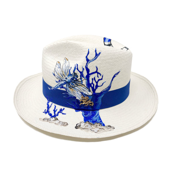 Panama Hat Blue Snake and Coral - Qilin Brand