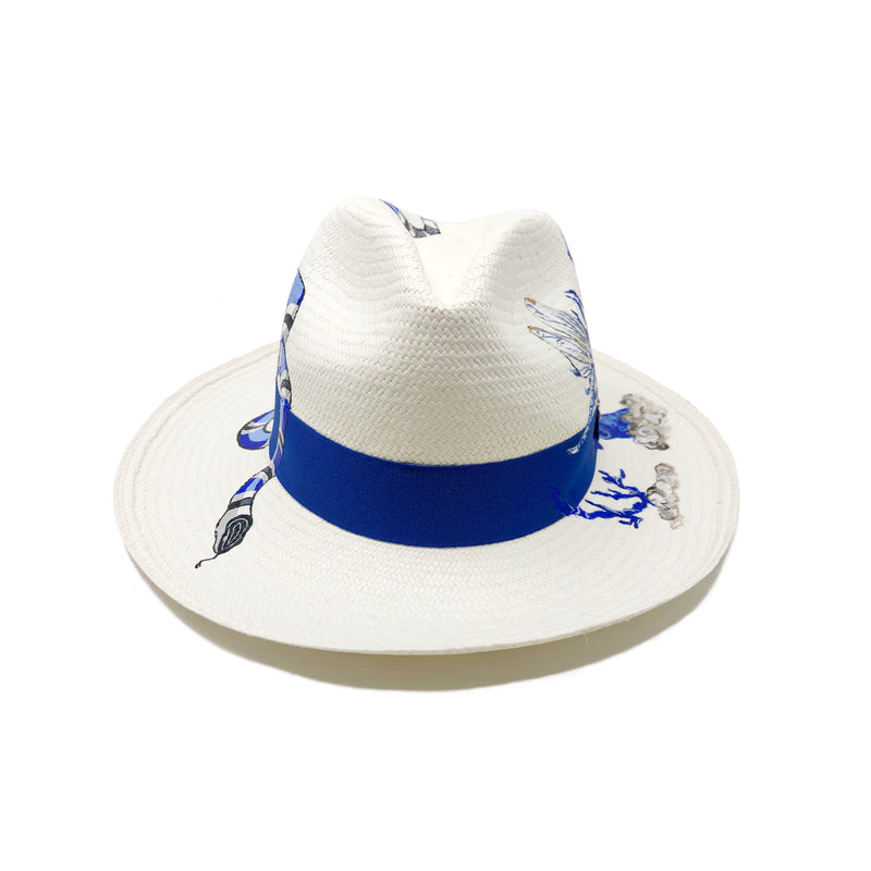 Panama Hat Blue Snake and Coral - Qilin Brand