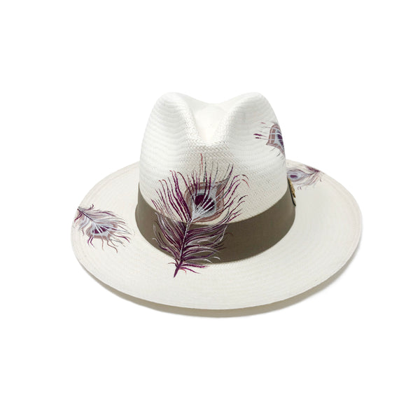 QILIN x Mirela Mendoza Peacock Panama Hat Beige - Qilin Brand