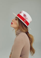 QILIN x Mirela Mendoza Peacock Panama Hat Red - Qilin Brand