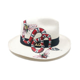 Panama Hat Red Snake and Bees - size 59 - Qilin Brand