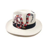 Panama Hat Red Snake and Bees - size 59 - Qilin Brand