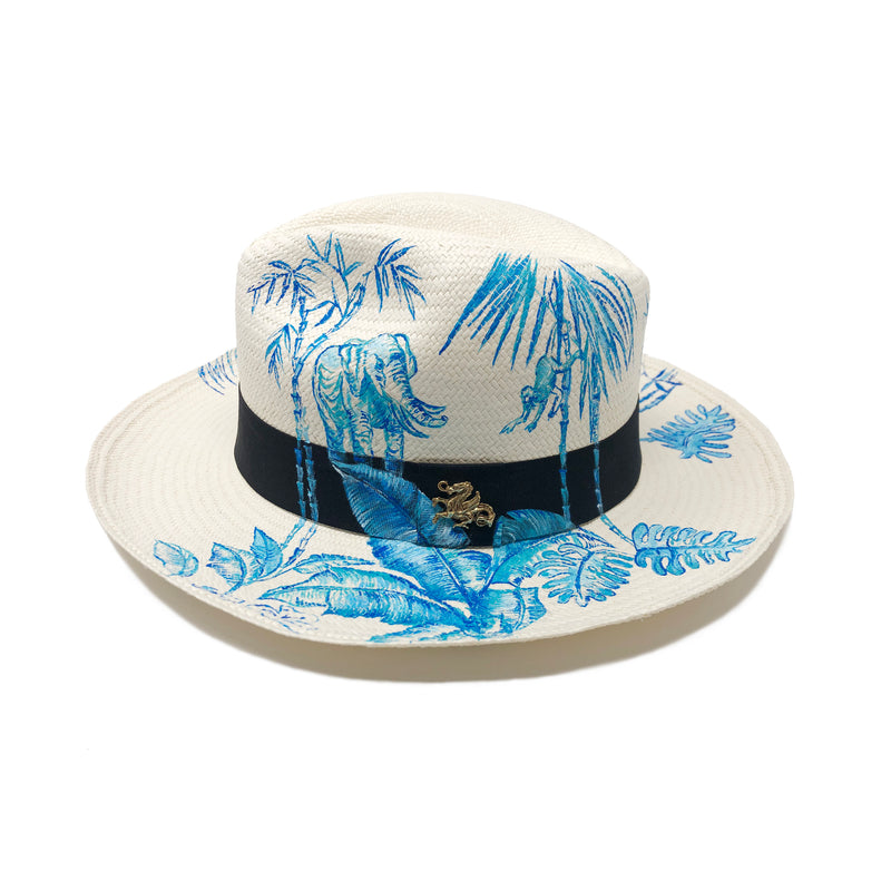 Panama Hat Toile du Jungle Turquoise - Qilin Brand